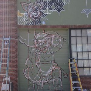 Mural in progress. Image courtesy of Mike Graves.