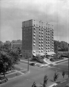 The Colburn Hotel (9th & Grant) opened in 1928 and Although the hotel hosted lawmakers, foreign dignitaries and stars of the stage, its most noted visitors were Neal Cassady and Allen Ginsberg, who spent time at the hotel in 1947. It is said that they, along with Jack Kerouac, frequented the hotel's bar. Image Courtesy Stephen H. Hart Library & Research Center, History Colorado