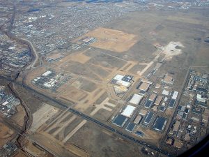 An aerial view of the former Stapleton Airport site taken on February 6, 2006. Image: Doc Searls