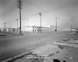 An undated photo of homes built during the Lincoln Park Housing Authority Housing Project. Image courtesy Stephen H. Hart Library & Research Center, History Colorado.