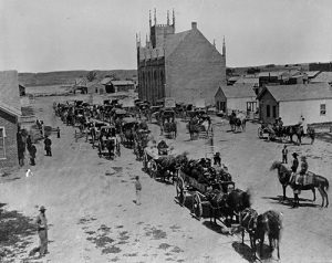 A snapshot of street life in early Denver in the Camp Weld area. Image courtesy Stephen H. Hart Library & Research Center, History Colorado.