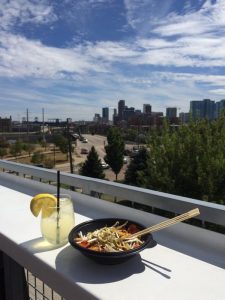 The stunning view from the Avanti rooftop. This food hall offers many different cuisines plus a full bar. Image: Tara Bardeen